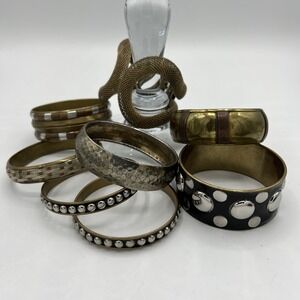 VINTAGE METAL CUFF BANGLE BRACELETS COPPER SILVER BRONZE BRASS PEWTER 8 PC LOT